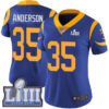 #35 Limited C.J. Anderson Royal Blue Nike NFL Alternate Women’s Jersey Los Angeles Rams Vapor Untouchable Super Bowl LIII Bound