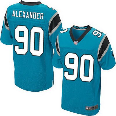 Men’s Carolina Panthers #90 Frank Alexander Light Blue Alternate NFL Nike Elite Jersey