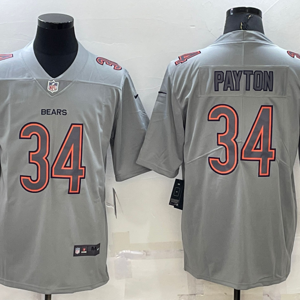 Men’s Chicago Bears #34 Walter Payton Grey Atmosphere Fashion 2022 Vapor Untouchable Stitched Limited Jersey