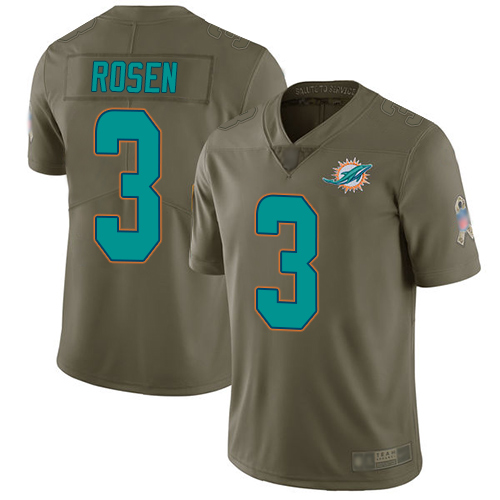 Dolphins #3 Josh Rosen Olive Men’s Stitched Football Limited 2017 Salute To Service Jersey