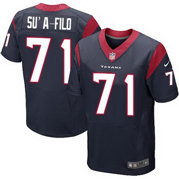 Men’s Houston Texans #71 Xavier Su’a-Filo Navy Blue Team Color NFL Nike Elite Jersey