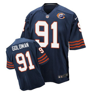 Nike Bears #91 Eddie Goldman Navy Blue Throwback Men’s Stitched NFL Elite Jersey