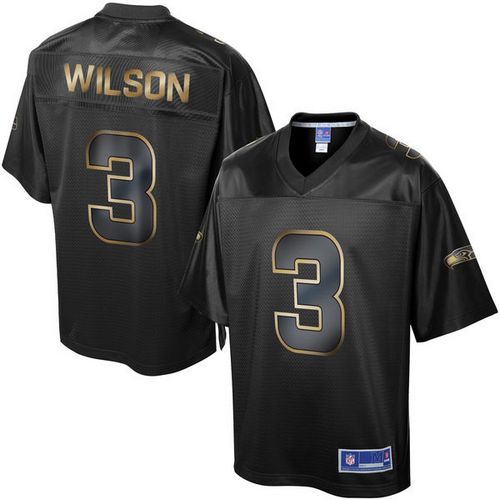 Nike Seahawks #3 Russell Wilson Pro Line Black Gold Collection Men’s Stitched NFL Game Jersey