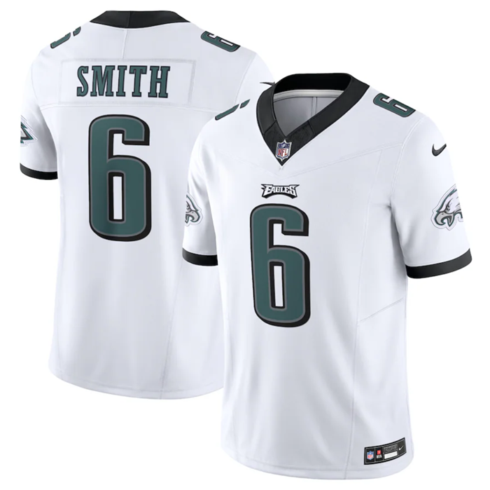 Men’s Philadelphia Eagles #6 DeVonta Smith White 2023 F.U.S.E. Vapor Untouchable Limited Stitched Football Jersey
