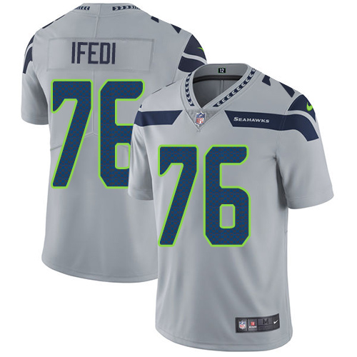 Nike Seattle Seahawks #76 Germain Ifedi Grey Alternate Men’s Stitched NFL Vapor Untouchable Limited Jersey