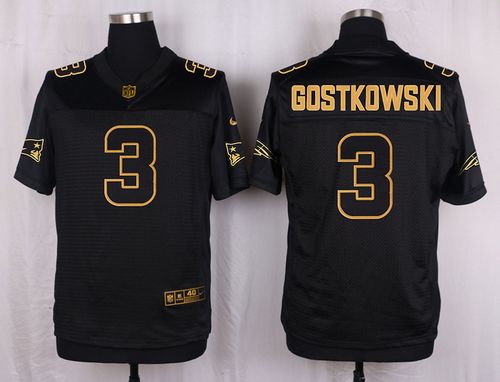 Nike Patriots #3 Stephen Gostkowski Black Men’s Stitched NFL Elite Pro Line Gold Collection Jersey