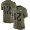 Men’s Philadelphia Eagles #12 Randall Cunningham 2022 Olive Salute To Service Limited Stitched Jersey