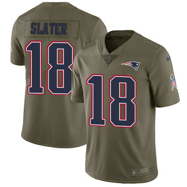 Nike New England Patriots #18 Matt Slater Olive Men’s Stitched NFL Limited 2017 Salute To Service Jersey