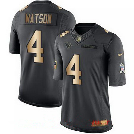Men’s Houston Texans #4 Deshaun Watson Anthracite Gold 2016 Salute To Service Stitched NFL Nike Limited Jersey