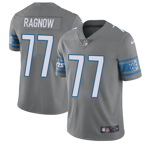 Nike Detroit Lions #77 Frank Ragnow Gray Men’s Stitched NFL Limited Rush Jersey