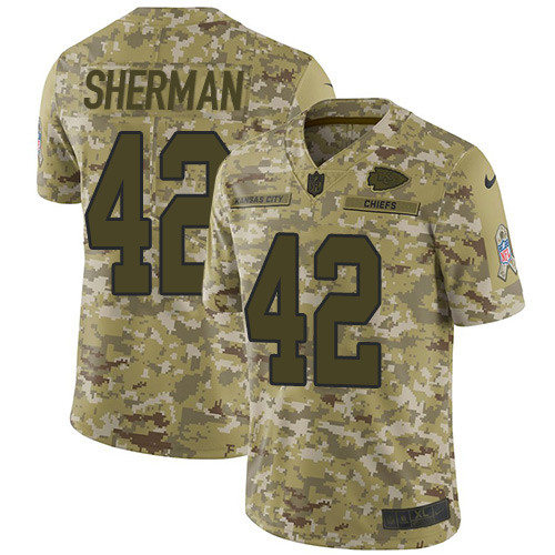 Nike Chiefs #42 Anthony Sherman Camo Men’s Stitched NFL Limited 2018 Salute To Service Jersey