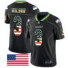 Nike Seahawks #3 Russell Wilson Black Men’s Stitched NFL Limited Rush USA Flag Jersey