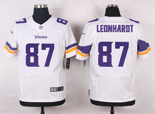 Men’s Minnesota Vikings #87 Brian Leonhardt White Road NFL Nike Elite Jersey