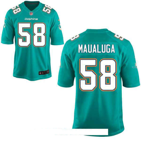 Men’s Miami Dolphins #58 Rey Maualuga Green Team Color Stitched NFL Nike Game Jersey
