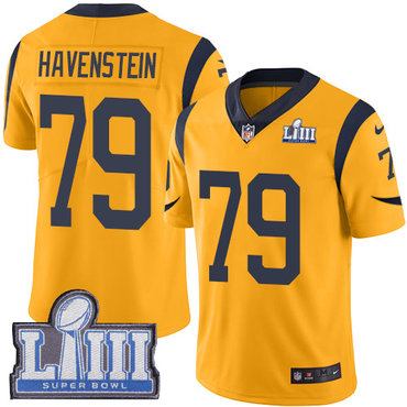 #79 Limited Rob Havenstein Gold Nike NFL Men’s Jersey Los Angeles Rams Rush Vapor Untouchable Super Bowl LIII Bound