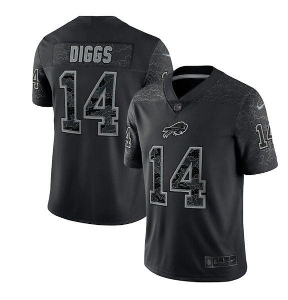 Men’s Buffalo Bills #14 Stefon Diggs Black Reflective Limited Stitched Football Jersey