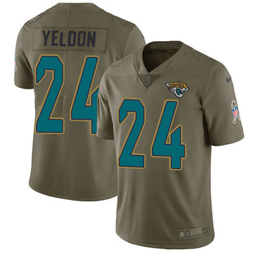 Nike Jacksonville Jaguars #24 T.J. Yeldon Olive Men’s Stitched NFL Limited 2017 Salute to Service Jersey