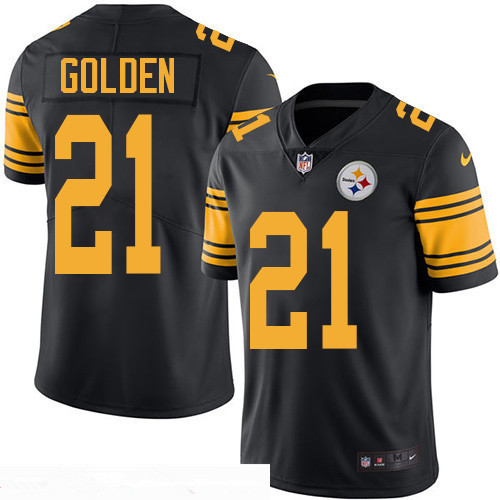 Men’s Pittsburgh Steelers #21 Robert Golden Black 2016 Color Rush Stitched NFL Nike Limited Jersey
