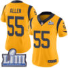 #55 Limited Brian Allen Gold Nike NFL Women’s Jersey Los Angeles Rams Rush Vapor Untouchable Super Bowl LIII Bound