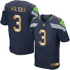 Nike Seahawks #3 Russell Wilson Steel Blue Team Color Men’s Stitched NFL Elite Gold Jersey