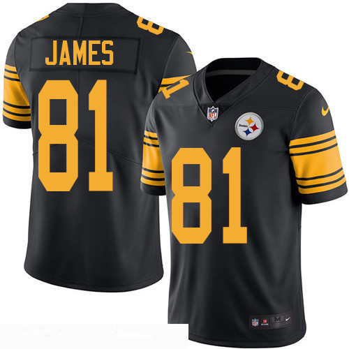 Men’s Pittsburgh Steelers #81 Jesse James Black 2016 Color Rush Stitched NFL Nike Limited Jersey