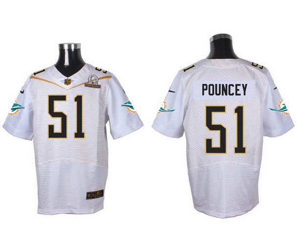 Men’s Miami Dolphins #51 Mike Pouncey White 2016 Pro Bowl Nike Elite Jersey