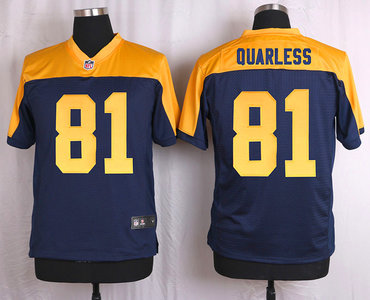 Men’s Green Bay Packers #81 Andrew Quarless Navy Blue Gold Alternate NFL Nike Elite Jersey