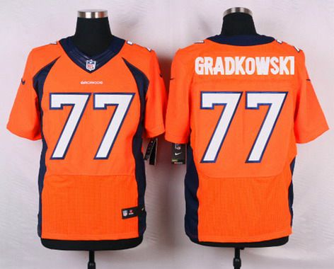Men’s Denver Broncos #77 Gino Gradkowski Orange Team Color NFL Nike Elite Jersey