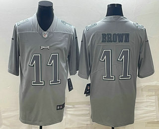 Men’s Philadelphia Eagles #11 AJ Brown Gray Atmosphere Fashion Stitched Jersey