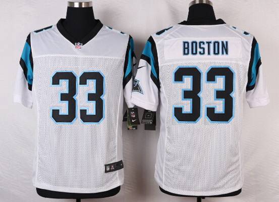 Men’s Carolina Panthers #33 Tre Boston White Road NFL Nike Elite Jersey