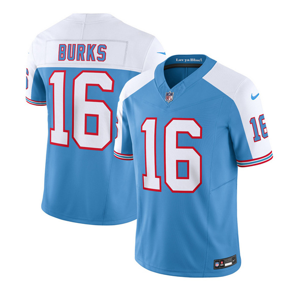 Men’s Tennessee Titans #16 Treylon Burks Blue White 2023 F.U.S.E. Vapor Limited Throwback Football Stitched Jersey