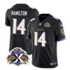 Men’s Baltimore Ravens #14 Kyle Hamilton Black 2023 F.U.S.E With Patch Throwback Vapor Limited Stitched Jersey