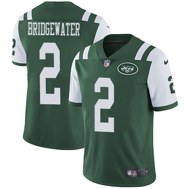 Nike New York Jets #2 Teddy Bridgewater Green Team Color Men’s Stitched NFL Vapor Untouchable Limited Jersey