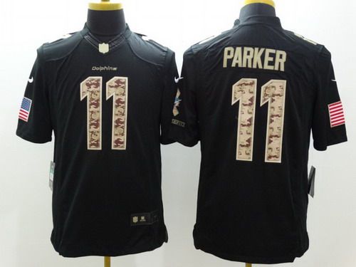 Men’s Miami Dolphins #11 DeVante Parker Salute to Service Nike Black Limited Jersey