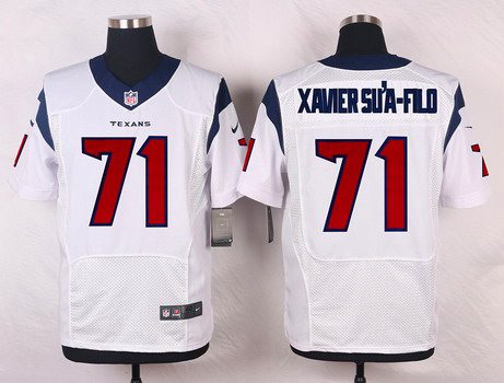 Men’s Houston Texans #71 Xavier Su’a-Filo White Road NFL Nike Elite Jersey