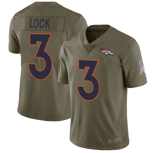 Broncos #3 Drew Lock Olive Men’s Stitched Football Limited 2017 Salute To Service Jersey