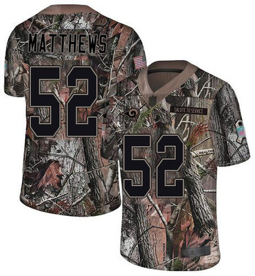 Men’s Los Angeles Rams #52 Clay Matthews Camo Men’s Stitched Football Limited Rush Realtree Jersey