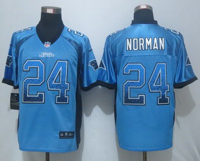 Men’s Carolina Panthers #24 Josh Norman Light Blue Drift Fashion NFL Nike Elite Jersey