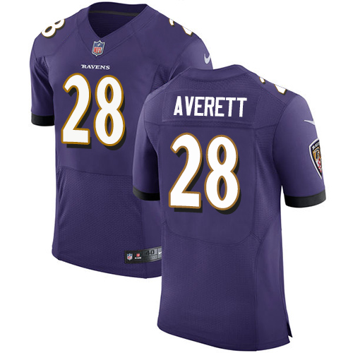 Nike Baltimore Ravens #28 Anthony Averett Purple Team Color Men’s Stitched NFL Vapor Untouchable Elite Jersey