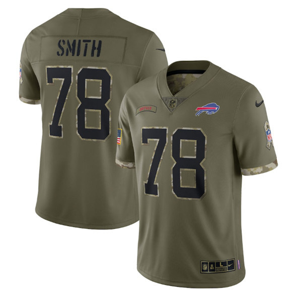 Men’s Buffalo Bills #78 Bruce Smith 2022 Olive Salute To Service Limited Stitched Jersey
