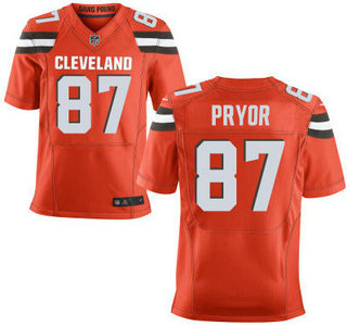 Men’s Cleveland Browns Brown #87 Terrelle Pryor Orange Alternate 2015 NFL Nike Elite Jersey