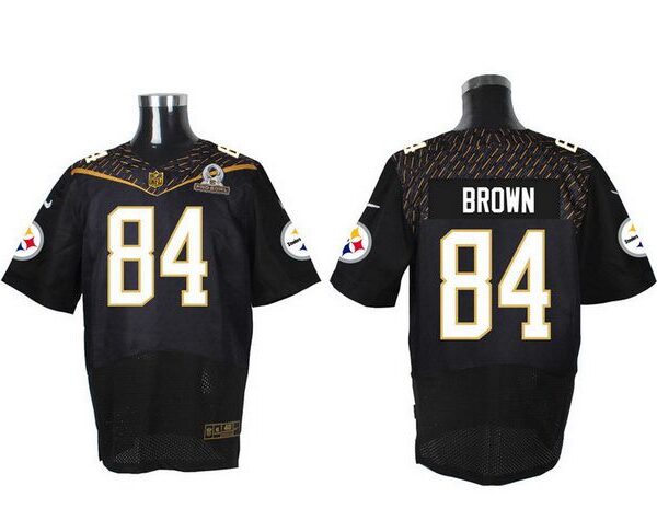 Men’s Pittsburgh Steelers #84 Antonio Brown Black 2016 Pro Bowl Nike Elite Jersey