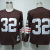 Cleveland Browns #32 Jim Brown Brown Long-Sleeved Throwback Jersey