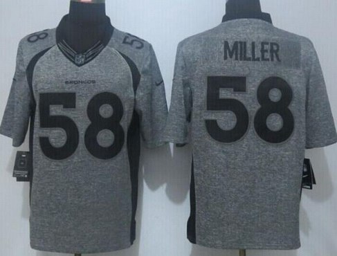 Men’s Denver Broncos #58 Von Miller Nike Gray Gridiron 2015 NFL Gray Limited Jersey