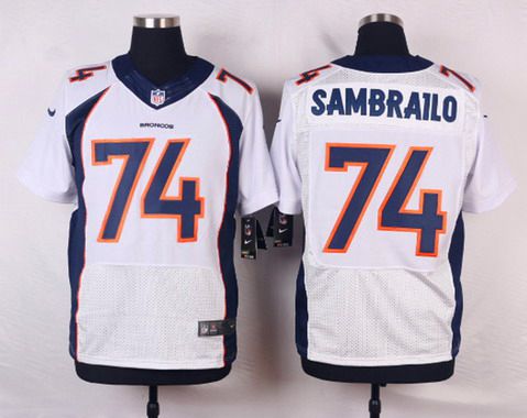 Men’s Denver Broncos #74 Ty Sambrailo White Road NFL Nike Elite Jersey