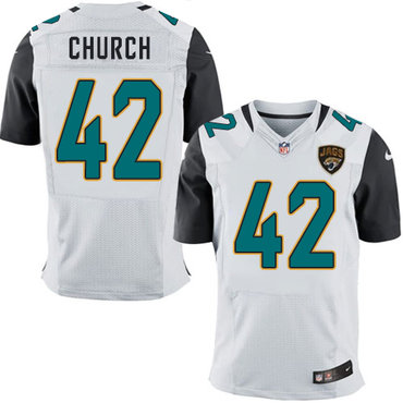 Nike Jaguars #42 Barry Church White Men’s Stitched NFL Elite Jersey