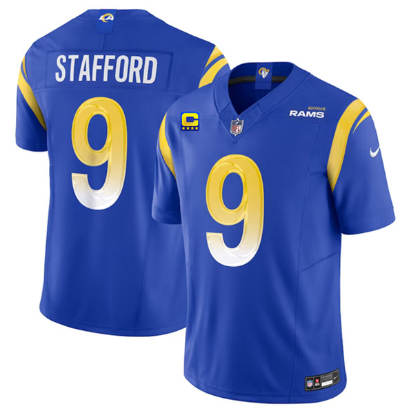 Men’s Los Angeles Rams #9 Matthew Stafford Blue 2023 F.U.S.E. With 4-Star C Patch Vapor Untouchable Limited Football Stitched Jersey