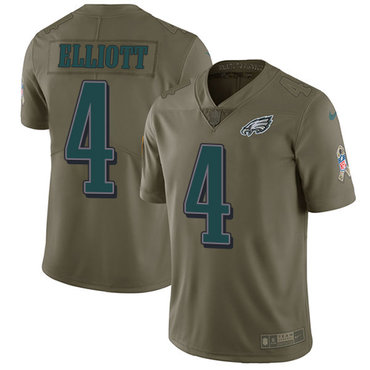 Nike Philadelphia Eagles #4 Jake Elliott Olive Men’s Stitched NFL Limited 2017 Salute To Service Jersey