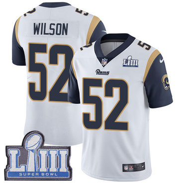#52 Limited Ramik Wilson White Nike NFL Road Men’s Jersey Los Angeles Rams Vapor Untouchable Super Bowl LIII Bound