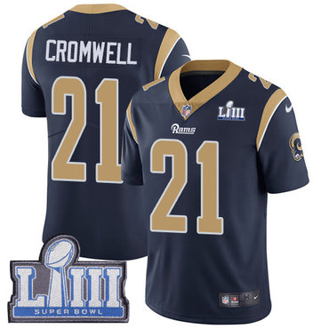#21 Limited Nolan Cromwell Navy Blue Nike NFL Home Men’s Jersey Los Angeles Rams Vapor Untouchable Super Bowl LIII Bound